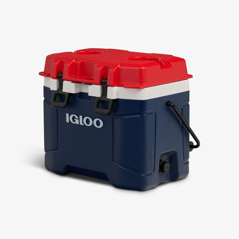 Angle View | Trailmate 25 Qt Cooler::Americana::Two-finger Sure-Lock™ latches