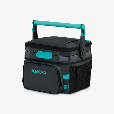 Angle View | Rival 18-Can Hybrid Cooler::Tactical Gray::Multiple compartments/pockets  